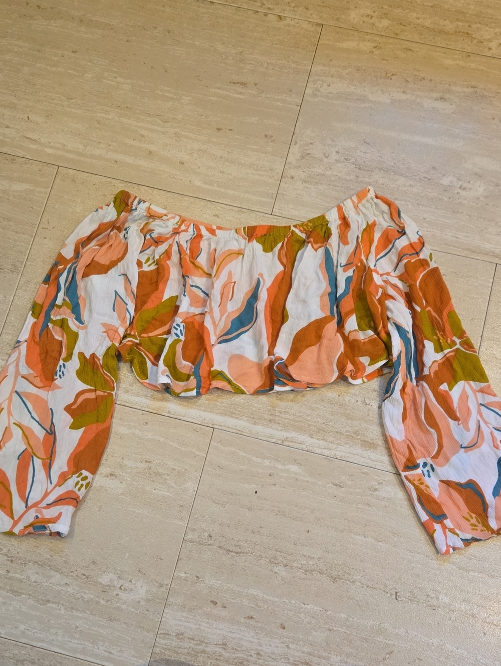 ROXY Multi-Color Design Print Versatile Flowy Boho Crop Top